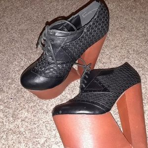 Privileged Shoes - Oxford cut out wedge Deena bootie Privileged Shoes - Oxford cut out wedge Deena bootie